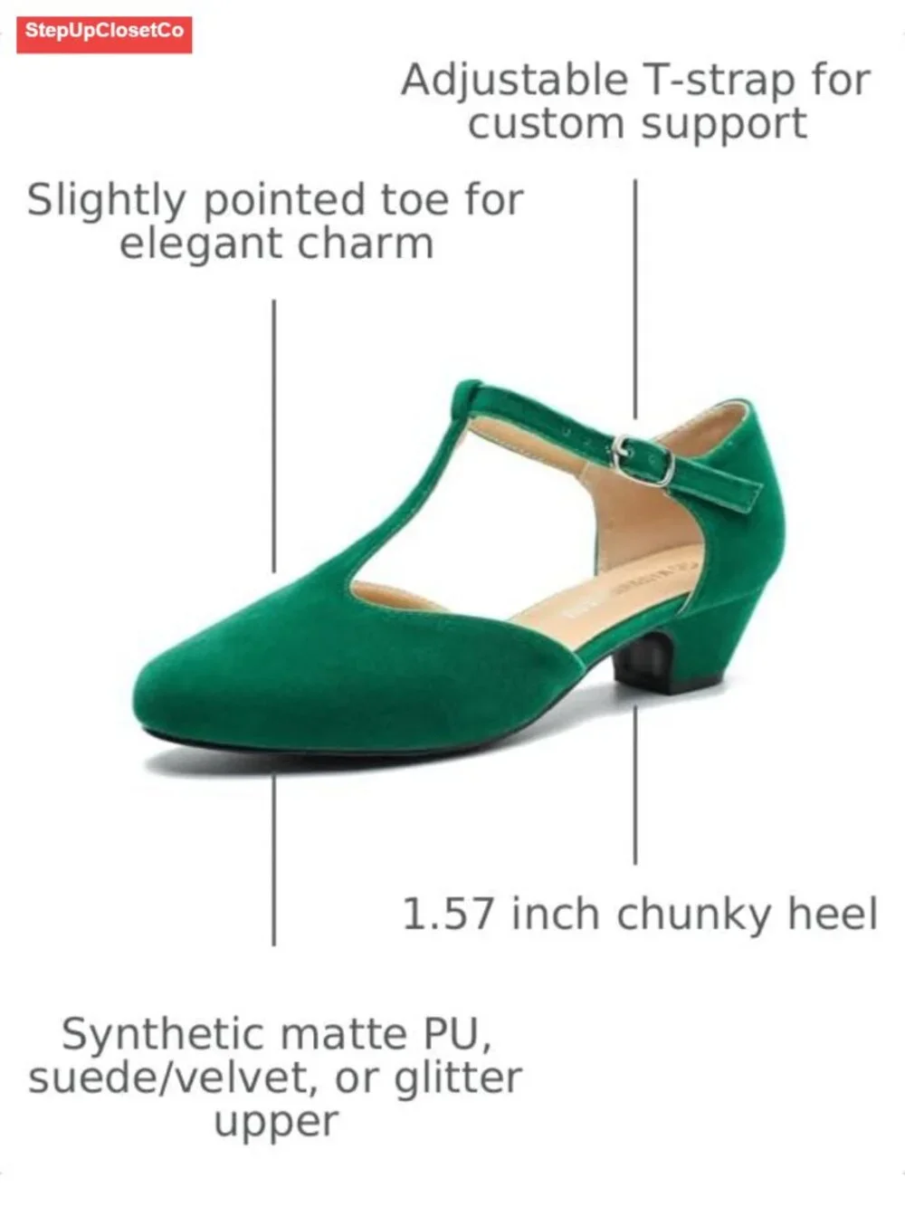 Women's T-Strap Mary Jane Pumps Low Block Heel Closed Toe Ankle Strap